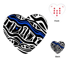 Deep Blue, Black And White Abstract Art Playing Cards (heart)  by Valentinaart