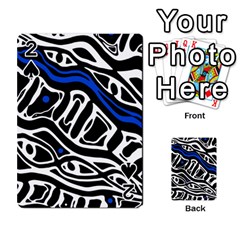 Deep Blue, Black And White Abstract Art Playing Cards 54 Designs  by Valentinaart