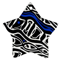 Deep Blue, Black And White Abstract Art Star Ornament (two Sides)  by Valentinaart