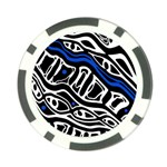 Deep blue, black and white abstract art Poker Chip Card Guards Front