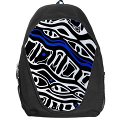 Deep Blue, Black And White Abstract Art Backpack Bag by Valentinaart