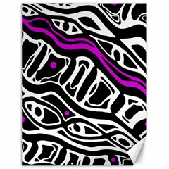 Purple, Black And White Abstract Art Canvas 18  X 24   by Valentinaart