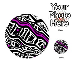 Purple, Black And White Abstract Art Playing Cards 54 (round) 