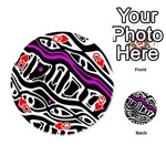 Purple, black and white abstract art Playing Cards 54 (Round)  Front - HeartQ
