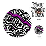 Purple, black and white abstract art Playing Cards 54 (Round)  Front - Spade9