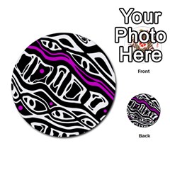 Purple, Black And White Abstract Art Multi-purpose Cards (round) 