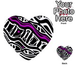 Purple, black and white abstract art Multi-purpose Cards (Heart)  Back 8