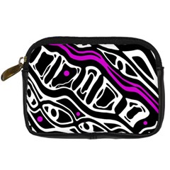 Purple, Black And White Abstract Art Digital Camera Cases by Valentinaart