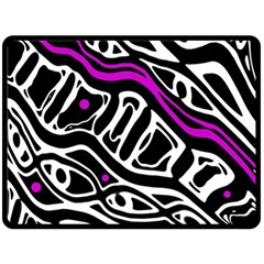 Purple, Black And White Abstract Art Fleece Blanket (large)  by Valentinaart