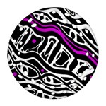 Purple, black and white abstract art Ornament (Round Filigree)  Front