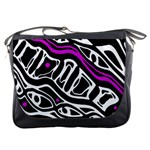 Purple, black and white abstract art Messenger Bags Front