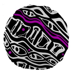 Purple, Black And White Abstract Art Large 18  Premium Round Cushions by Valentinaart