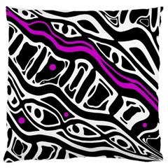 Purple, Black And White Abstract Art Large Flano Cushion Case (two Sides) by Valentinaart