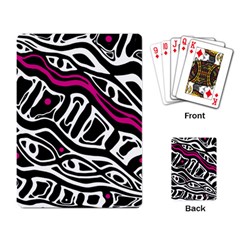 Magenta, Black And White Abstract Art Playing Card by Valentinaart