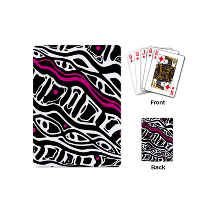 Magenta, black and white abstract art Playing Cards (Mini) 