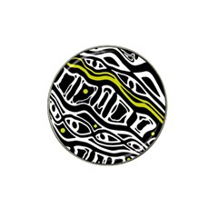 Yellow, Black And White Abstract Art Hat Clip Ball Marker by Valentinaart