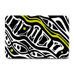 Yellow, Black And White Abstract Art Plate Mats by Valentinaart