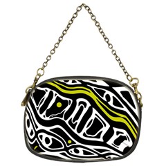 Yellow, Black And White Abstract Art Chain Purses (two Sides)  by Valentinaart