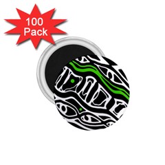 Green, black and white abstract art 1.75  Magnets (100 pack) 