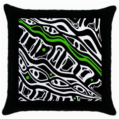 Green, black and white abstract art Throw Pillow Case (Black)