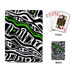 Green, black and white abstract art Playing Card