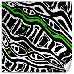 Green, Black And White Abstract Art Canvas 16  X 16   by Valentinaart