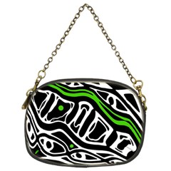 Green, Black And White Abstract Art Chain Purses (two Sides) 