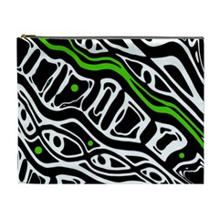 Green, Black And White Abstract Art Cosmetic Bag (xl) by Valentinaart