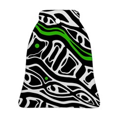 Green, black and white abstract art Ornament (Bell) 