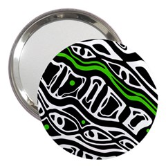 Green, black and white abstract art 3  Handbag Mirrors