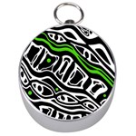 Green, black and white abstract art Silver Compasses Front