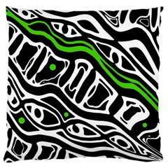 Green, black and white abstract art Large Flano Cushion Case (Two Sides)