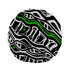 Green, black and white abstract art Standard 15  Premium Flano Round Cushions