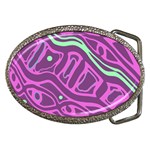 Purple and green abstract art Belt Buckles Front