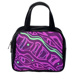 Purple And Green Abstract Art Classic Handbags (one Side) by Valentinaart