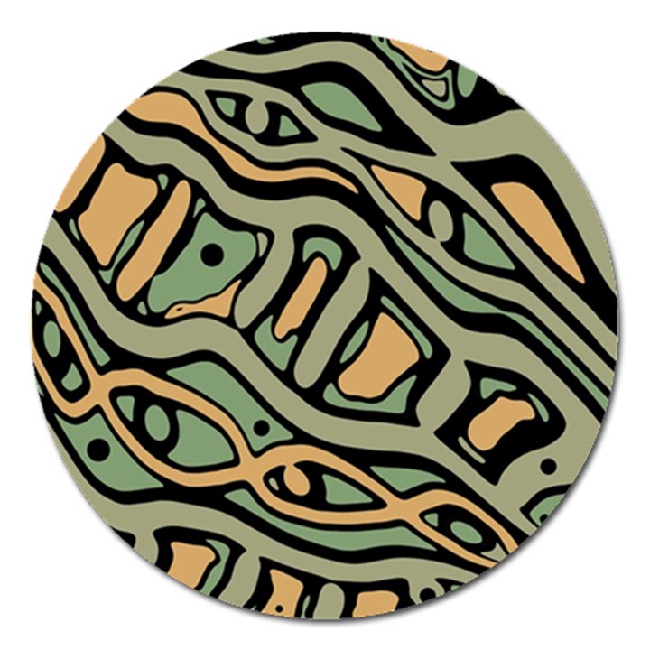 Green abstract art Magnet 5  (Round)