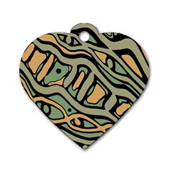 Green Abstract Art Dog Tag Heart (one Side) by Valentinaart