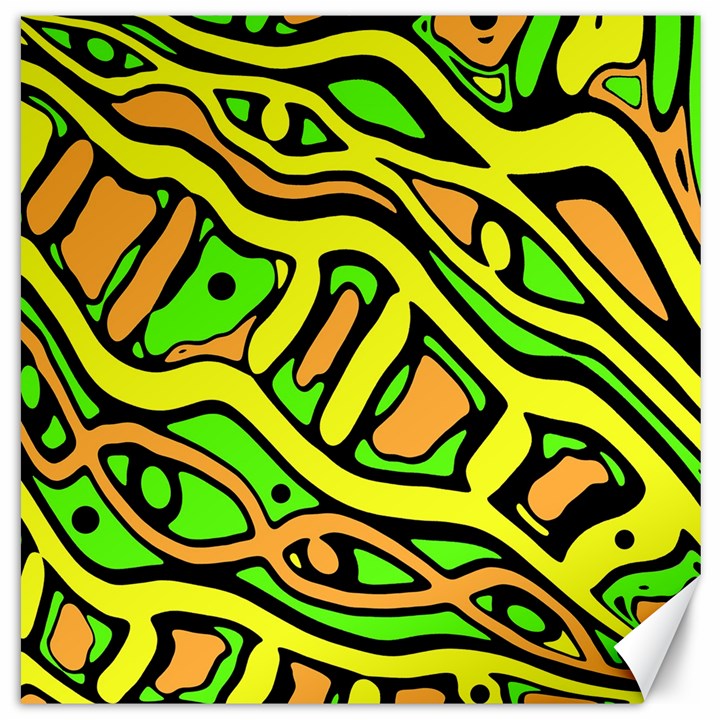 Yellow, green and oragne abstract art Canvas 16  x 16  