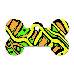 Yellow, Green And Oragne Abstract Art Dog Tag Bone (two Sides)