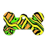 Yellow, green and oragne abstract art Dog Tag Bone (Two Sides) Back