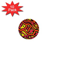 Orange Hot Abstract Art 1  Mini Buttons (10 Pack) 