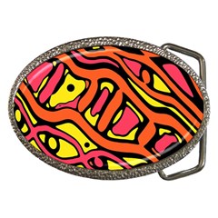 Orange Hot Abstract Art Belt Buckles by Valentinaart