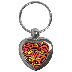 Orange Hot Abstract Art Key Chains (heart) 