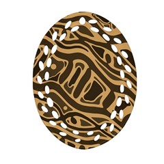 Brown Abstract Art Oval Filigree Ornament (2-side)  by Valentinaart