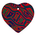 Red and green abstract art Ornament (Heart)  Front