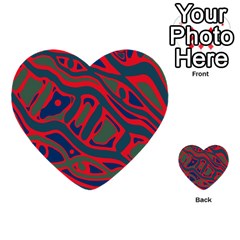 Red And Green Abstract Art Multi-purpose Cards (heart) 