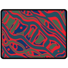 Red And Green Abstract Art Fleece Blanket (large)  by Valentinaart