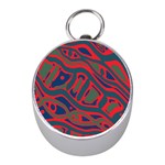 Red and green abstract art Mini Silver Compasses Front