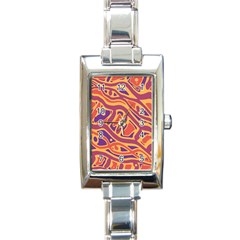 Orange Decorative Abstract Art Rectangle Italian Charm Watch by Valentinaart