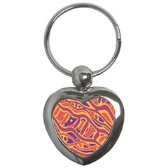 Orange Decorative Abstract Art Key Chains (heart)  by Valentinaart